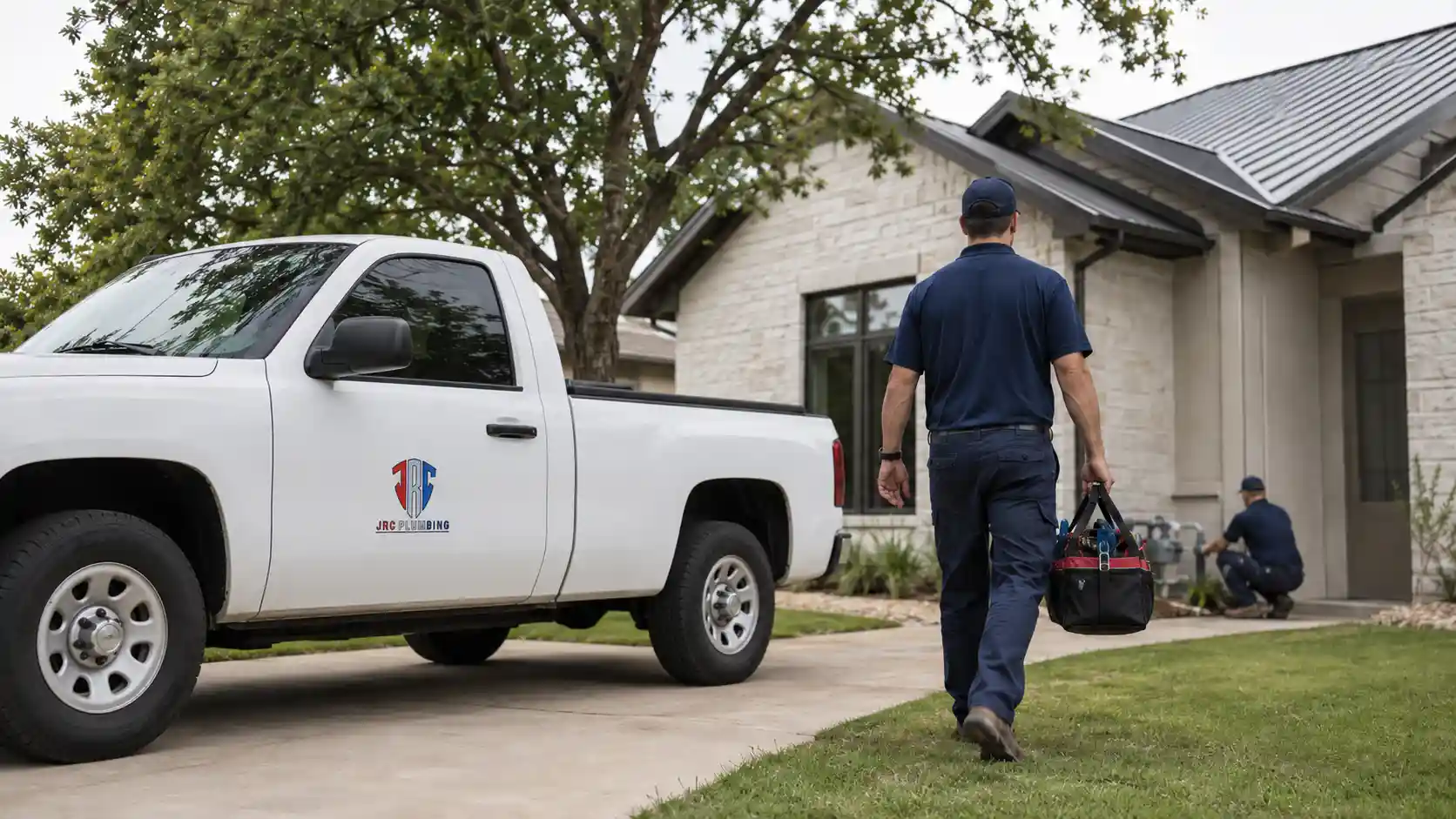 Licensed plumber working on pipes in Austin TX